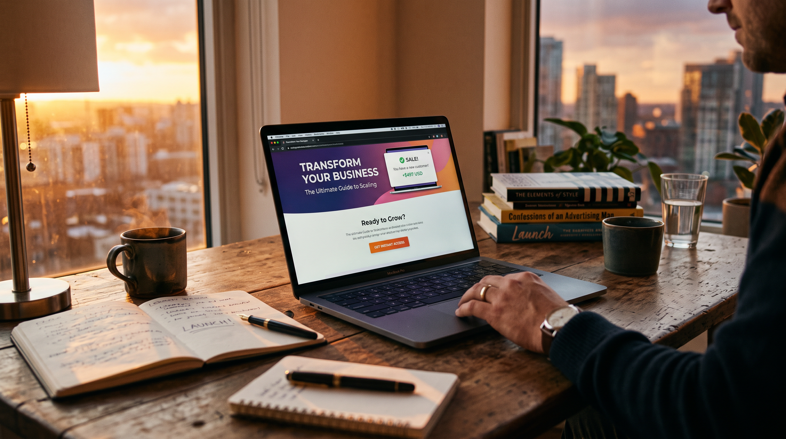 A writer reviewing a high-performing sales email on screen with strong results.